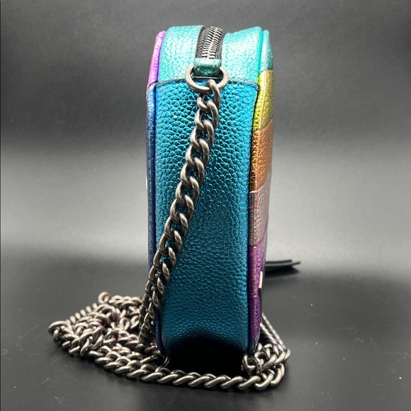 Kurt Geiger Rainbow Striped Heart Crossbody in Multicolor Leather - Picture 8 of 12